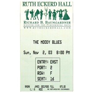 Vintage 2003 Moody Blues Concert Ticket Stub Clearwater FL